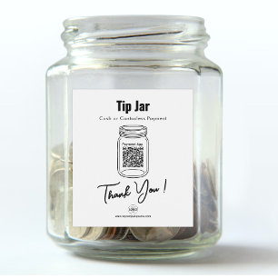 Tip Jar, Custom QR Code Payment App, White Wine Label