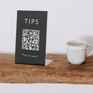 Tip Jar QR Code Pedestal Signs