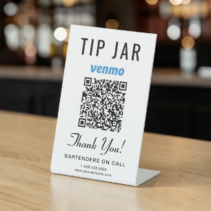 Tip Jar Venmo QR Code Pedestal Sign