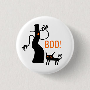 Tip o' the Hat Halloween Ghost Button