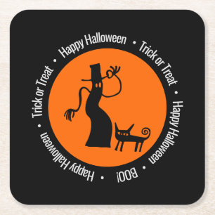 Tip o' the Hat Happy Halloween Black Paper Coaster