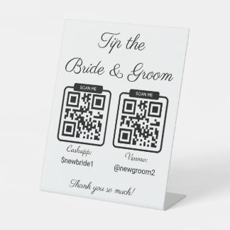 Tip the Bride and Groom QR Code Wedding Sign