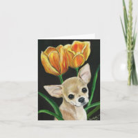 "Tip Toeing Thru The Tulips" Chihuahua Notecard