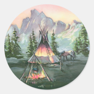 TIPI FIRE & APPALOOSA by SHARON SHARPE Classic Round Sticker