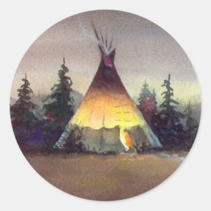 TIPI LIGHTS by SHARON SHARPE Classic Round Sticker