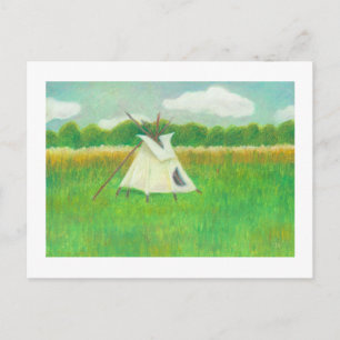 Tipi teepee central Minnesota landscape drawing Postcard