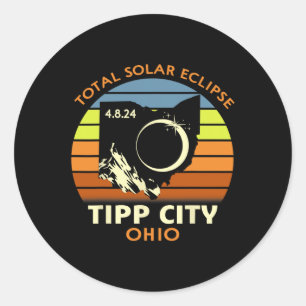 Tipp City Ohio Total Solar Eclipse 2024  Classic Round Sticker