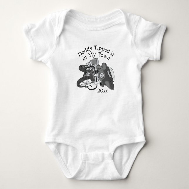 Tipped it Motorcycle Bike T-Shirt Baby Bodysuit (Front)