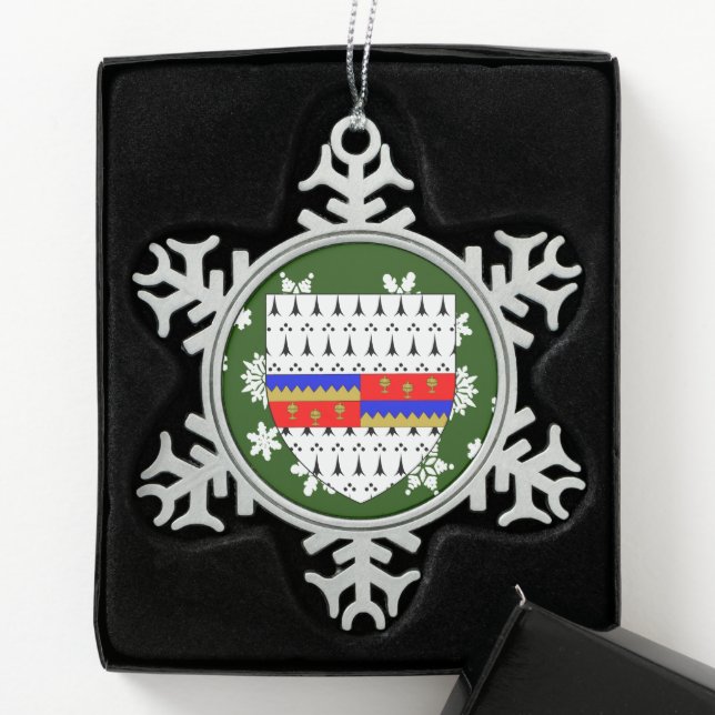 Tipperary Ireland Crest Irish Snowflake Pewter Christmas Ornament (Box)