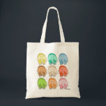 Tippy Toes Elephant Tote Bag<br><div class="desc">Wow! Bright,  fun and ready to use and reuse for anything!  It's design is a herd of the most colourful of elephants ready to make you smile!</div>