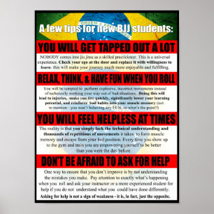 Tips for BJJ Beginners Gym Poster