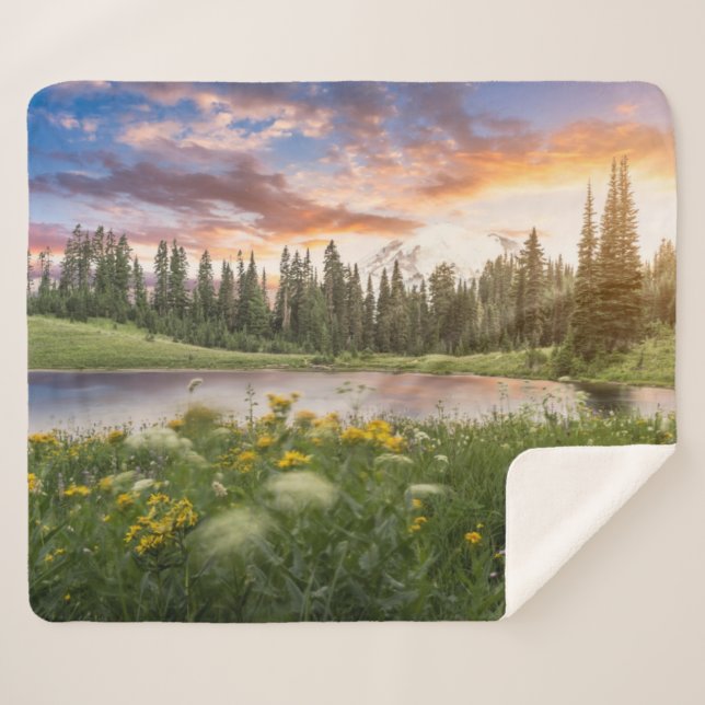 Tipsoo Lake of Mt.Rainier Sherpa Blanket (Front (Horizontal))