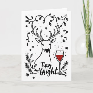 Tipsy and Bright Deer Holiday Card