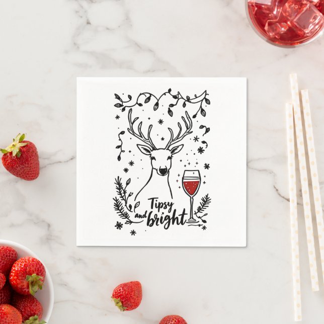Tipsy and Bright Deer  Napkin (Insitu)