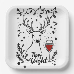 Tipsy and Bright Deer  Paper Plate