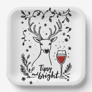Tipsy and Bright Deer Paper Plate