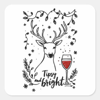 Tipsy and Bright Deer Square Sticker