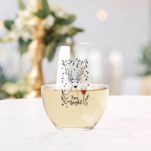 Tipsy and Bright Deer  Stemless Wine Glass