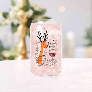Tipsy and Bright Reindeer Can Glass