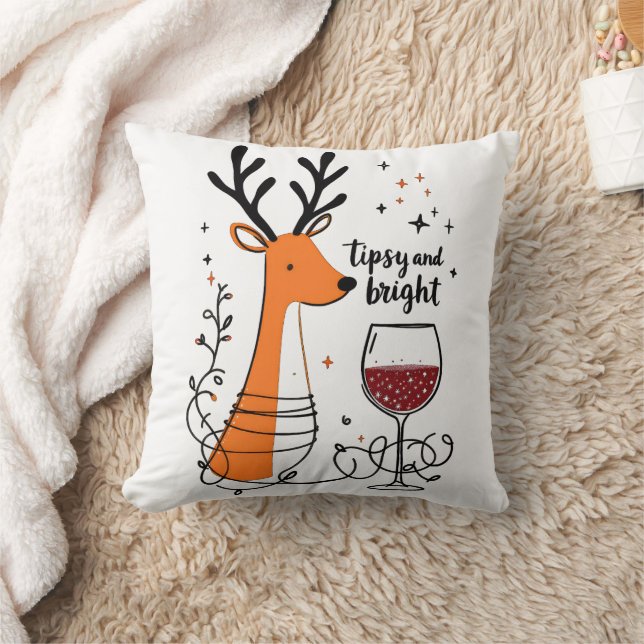 Tipsy and Bright Reindeer  Cushion (Blanket)