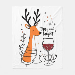 Tipsy and Bright Reindeer  Fleece Blanket