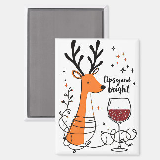Tipsy and Bright Reindeer Magnet