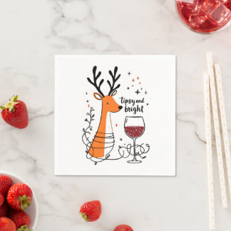 Tipsy and Bright Reindeer  Napkin