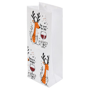 Tipsy and Bright Reindeer Wine Gift Bag