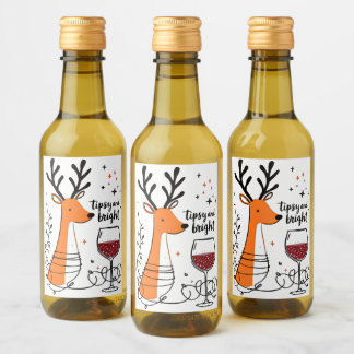 Tipsy and Bright Reindeer Wine Label