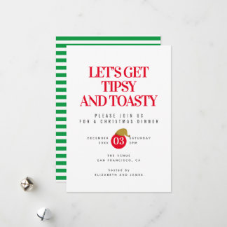 Tipsy and Toasty Christmas Dinner Invitation