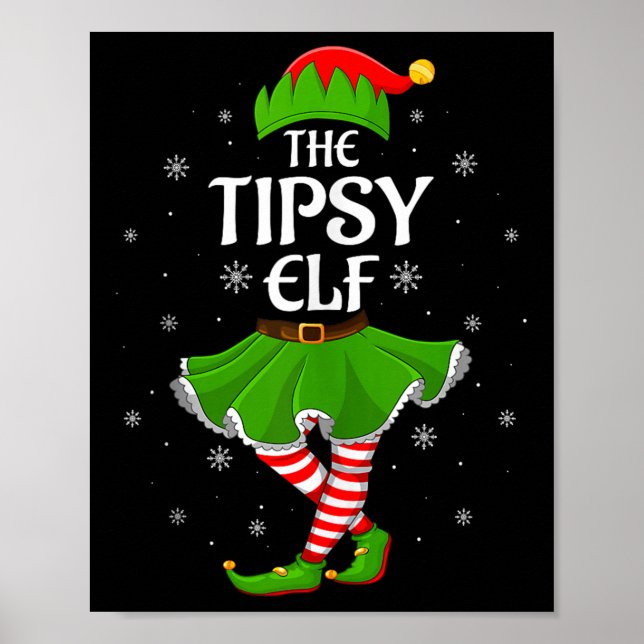 Tipsy Elf Christmas Family Girls Women Elf Squad X Poster (Front)