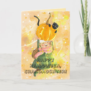 TIPSY PUMPKIN GRANDDAUGHTER HALLOWEEN CARD