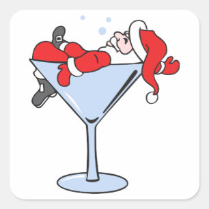 Tipsy Santa Square Sticker
