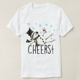 Tipsy Snowman Christmas Design T-Shirt