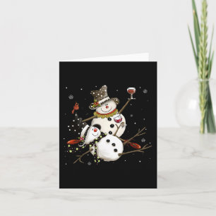 Tipsy Snowman Holiday Season Drinking Wine Snowmen Card