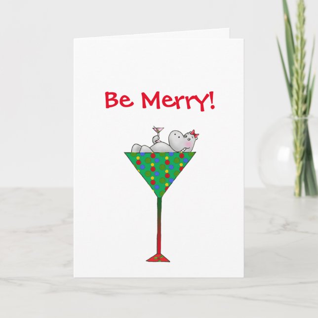 Tipsy-tini's Hippo Holiday Card (Front)