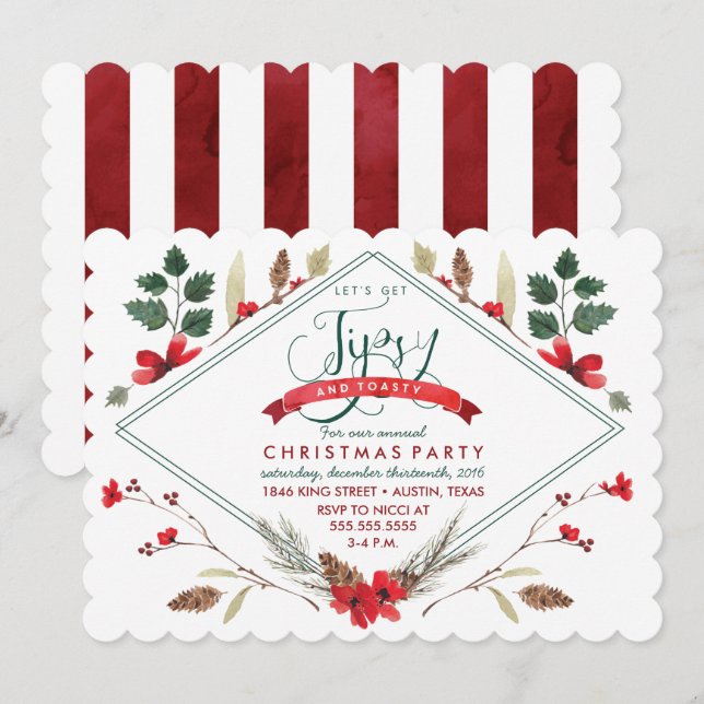 Tipsy & Toasty Holiday Party Invitation (Front/Back)