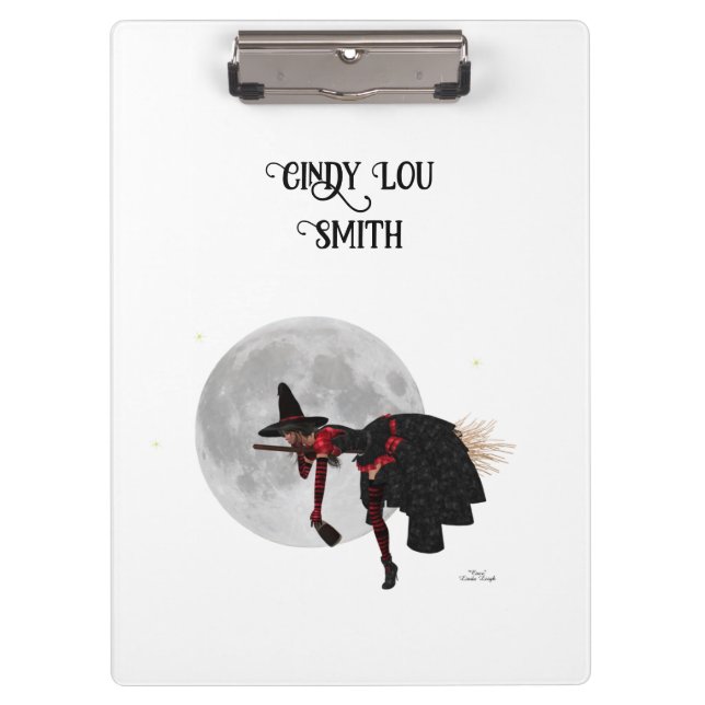 Tipsy Witch On Flying Broom Clipboard (Front)
