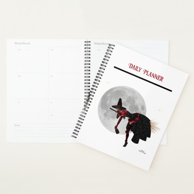 Tipsy Witch On Flying Broom Daily Planner (Display)
