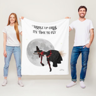 Tipsy Witch On Flying Broom Fleece Blanket