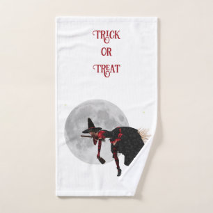 Tipsy Witch On Flying Broom Hand Towel