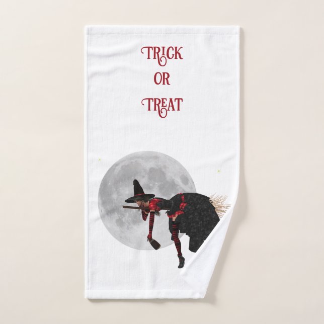 Tipsy Witch On Flying Broom Hand Towel (Hand Towel)