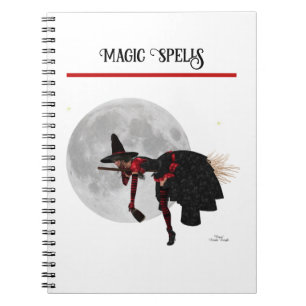 Tipsy Witch On Flying Broom Spiral Notebook