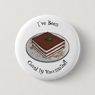 Tiramisu cake cartoon illustration 6 cm round badge