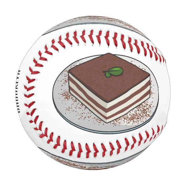 Tiramisu cake cartoon illustration baseball (Front Left)