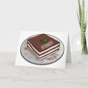 Tiramisu cake cartoon illustration card