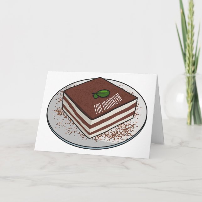 Tiramisu cake cartoon illustration  card (Front)