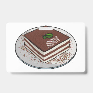Tiramisu cake cartoon illustration ID badge