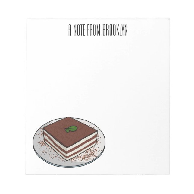 Tiramisu cake cartoon illustration notepad (Front)