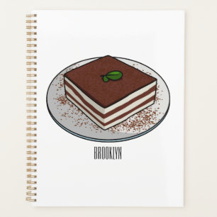 Tiramisu cake cartoon illustration planner